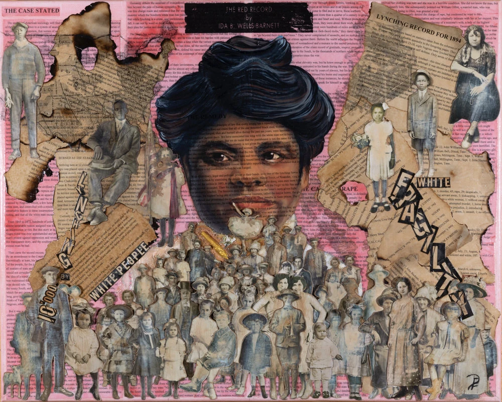 Ida b. wells collage - One of seven Story collages that Patsy Ferrell will be creating for the upcoming Women Are Human Traveling Exhibit