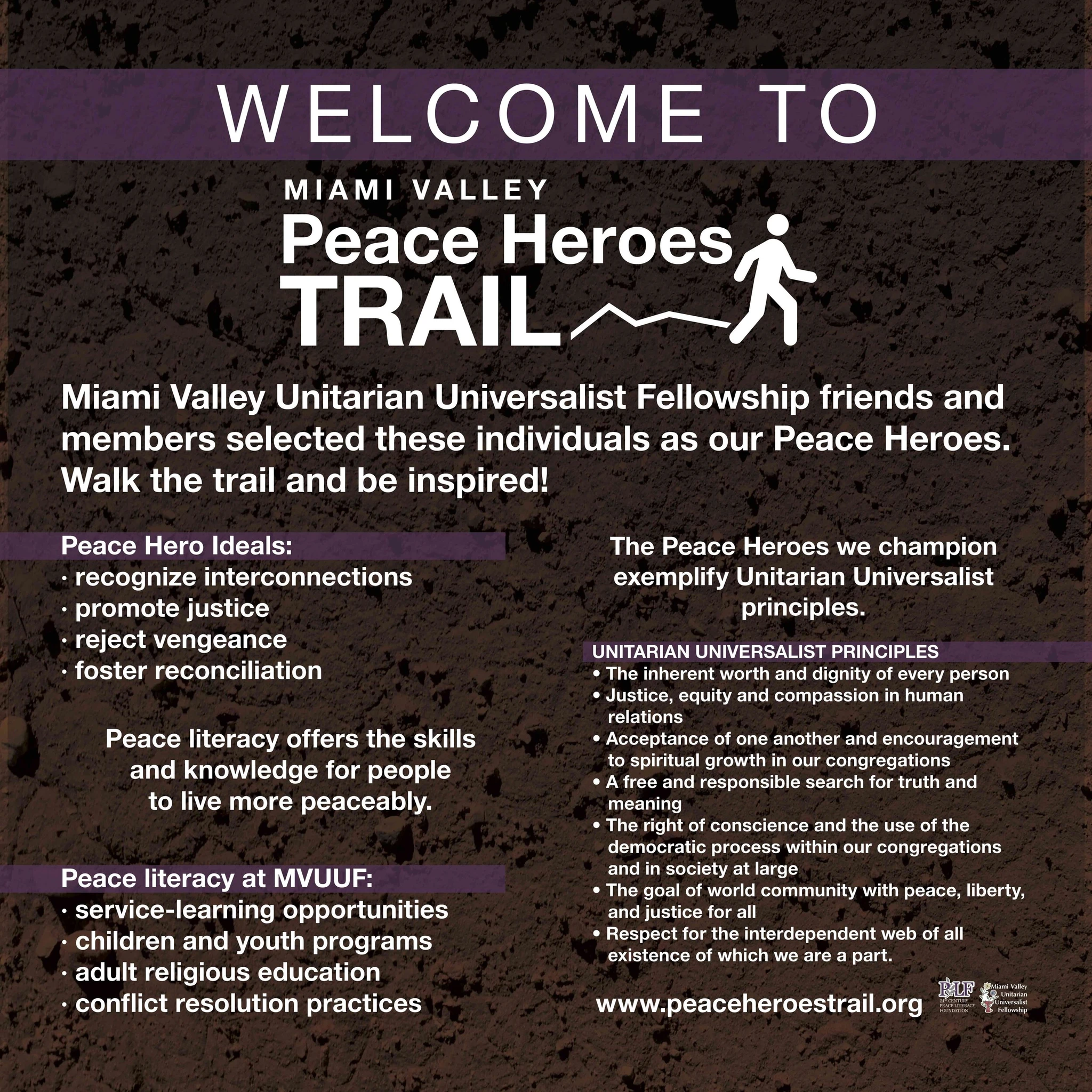 Click to enlarge.  Welcome to our Virtual Peace Heroes Trail!